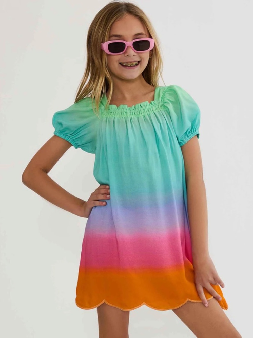 Beach Riot LITTLE OLLIE DRESS TECHNICOLOR OMBRE 2T